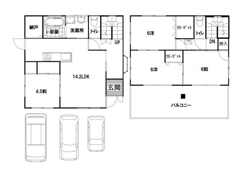 高知市みづき 一戸建 の間取り画像