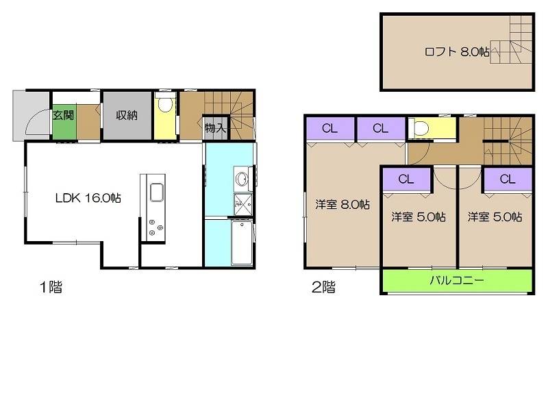 高知市新屋敷 一戸建 の間取り画像