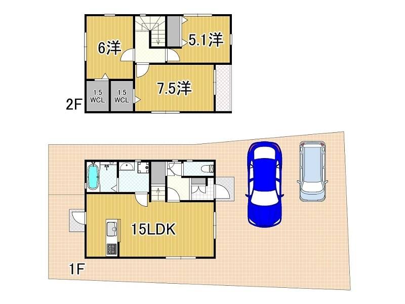 高知市鴨部 一戸建 の間取り画像