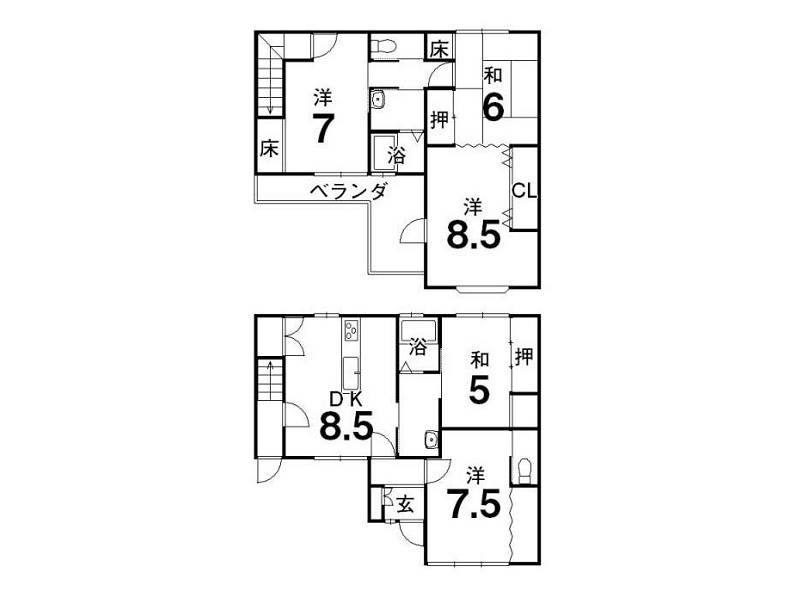 高知市南宝永町 一戸建 の間取り画像