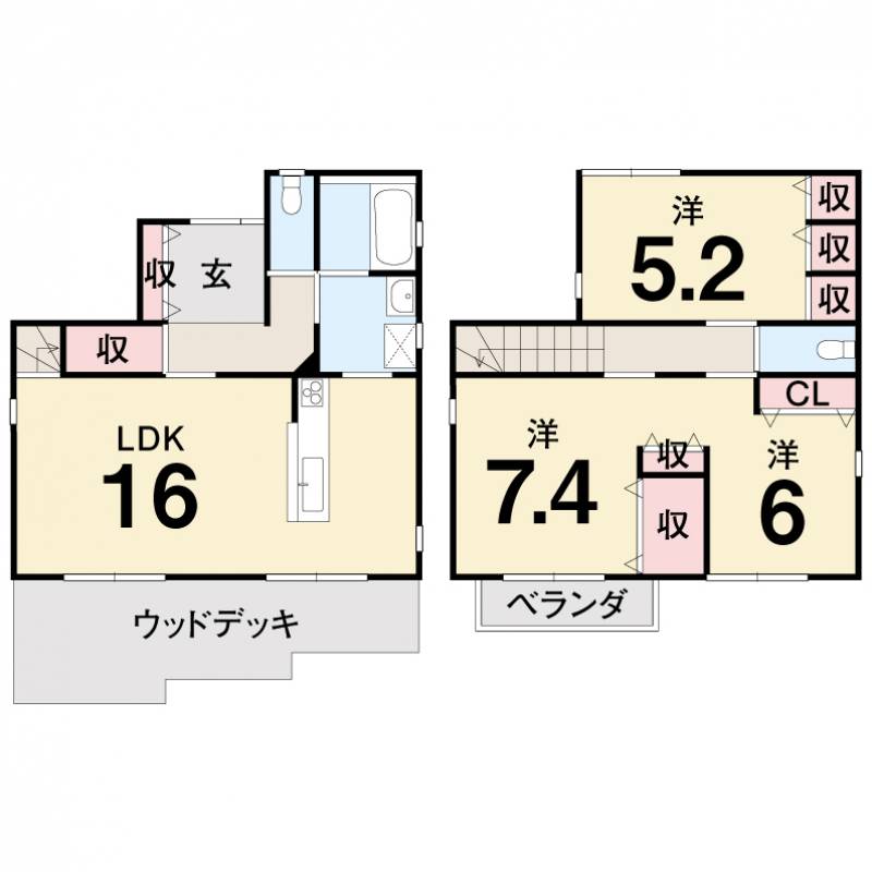 高知市長浜蒔絵台 一戸建 の間取り画像