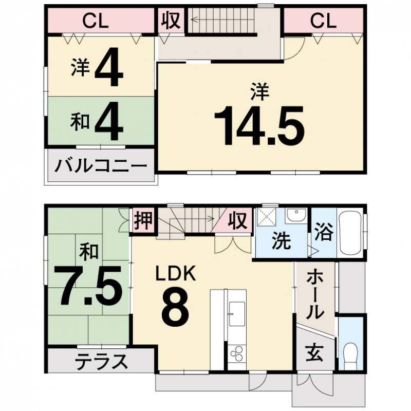 高知市朝倉甲 一戸建 の間取り画像