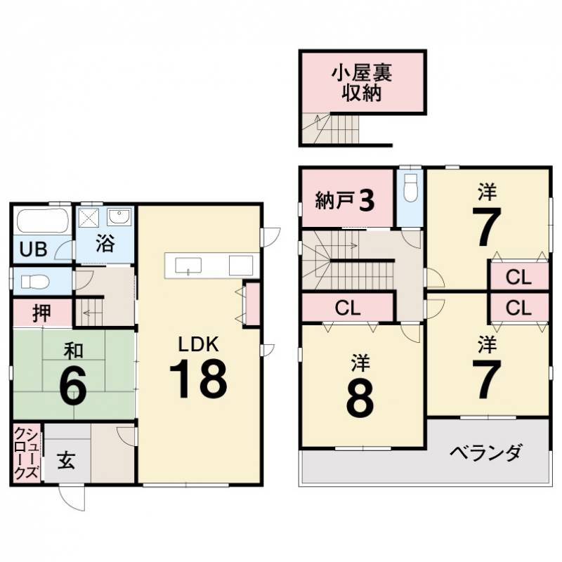 高知市朝倉本町 一戸建 の間取り画像