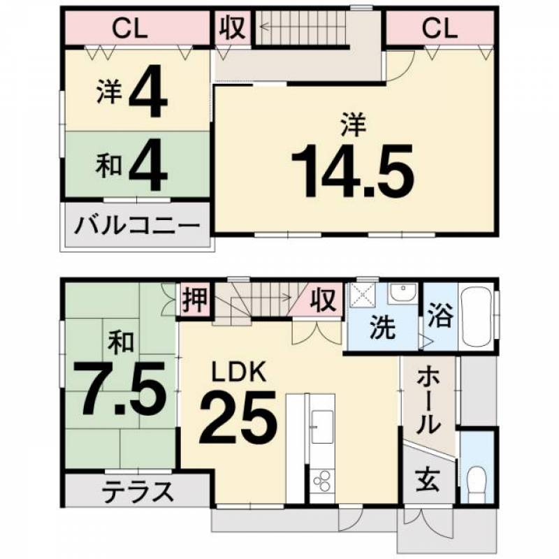 高知市朝倉甲 一戸建 の間取り画像