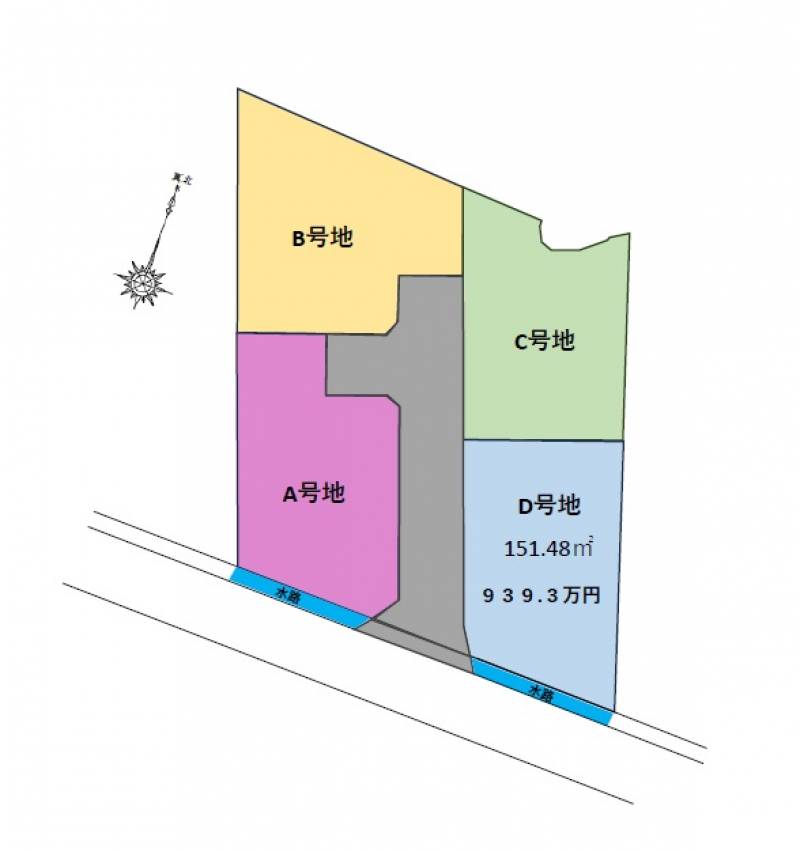 香南市野市町大谷 ファインコート野市part3D号地の区画図