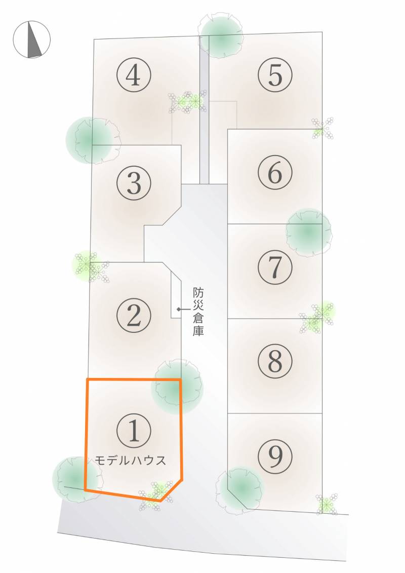 南国市大そね甲 丸和建設分譲地NANKOKU1号地の区画図