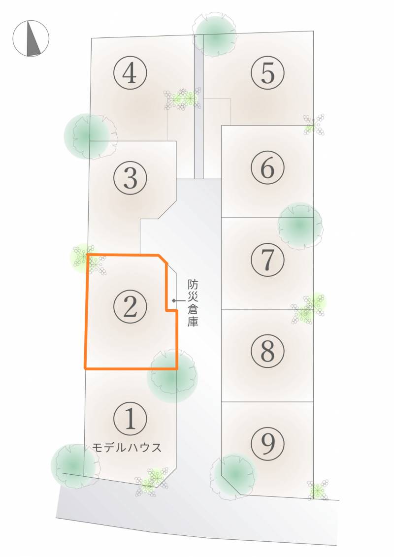 南国市大そね甲 丸和建設分譲地NANKOKU2号地の区画図