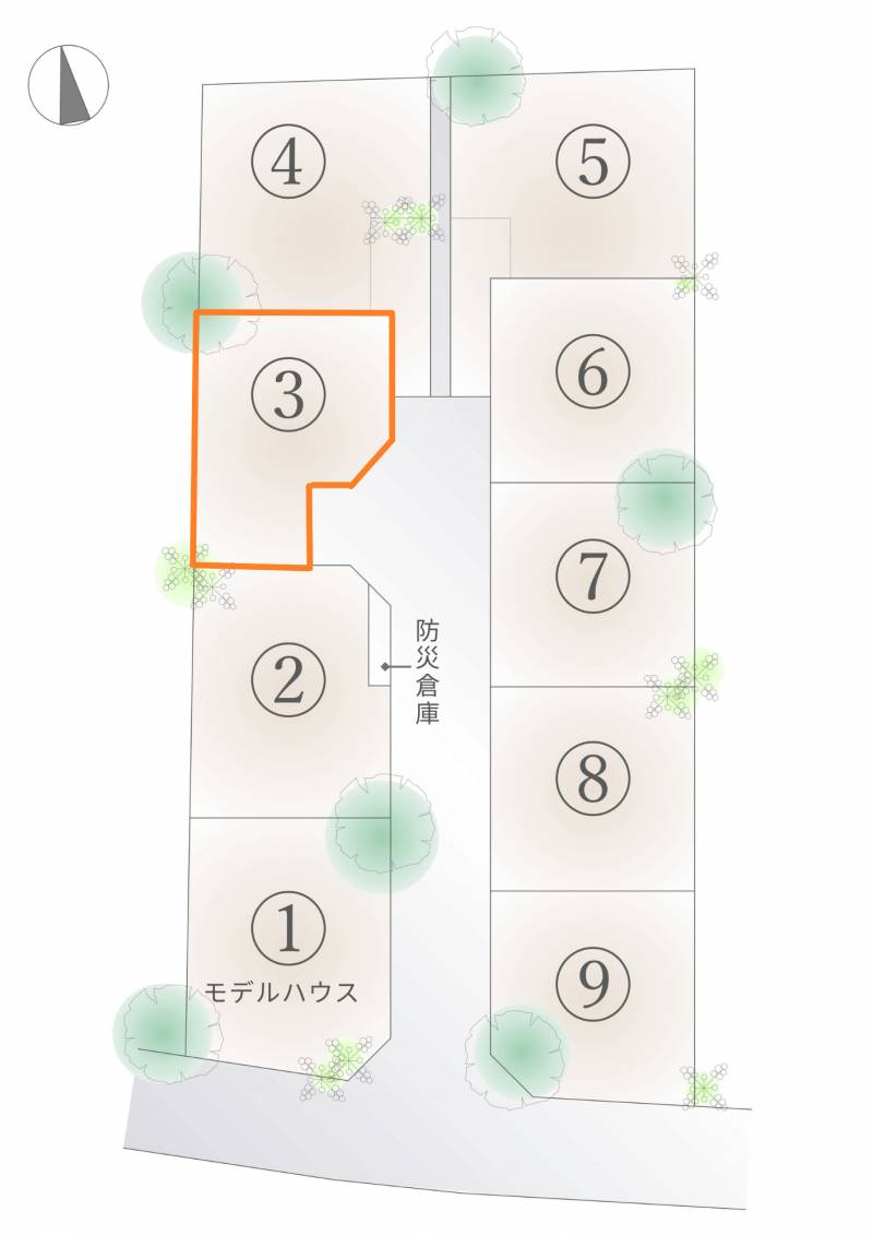 南国市大そね甲 丸和建設分譲地NANKOKU3号地の区画図