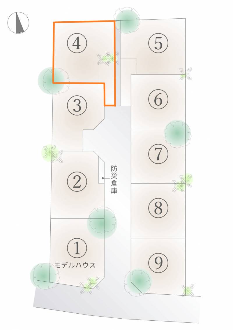 南国市大そね甲 丸和建設分譲地NANKOKU4号地の区画図