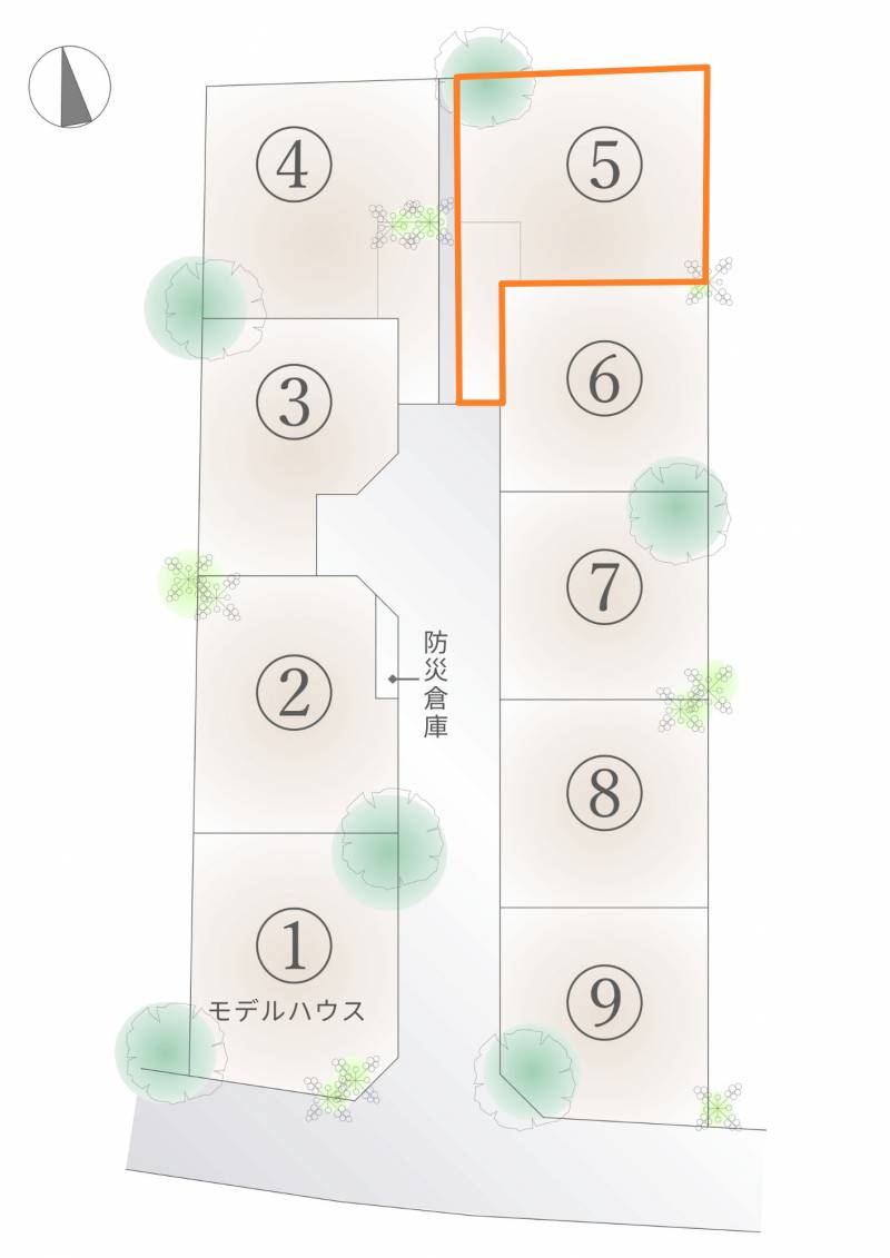 南国市大そね甲 丸和建設分譲地NANKOKU5号地の区画図