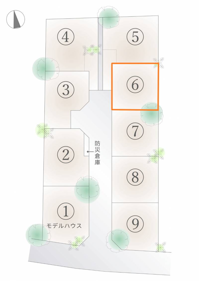 南国市大そね甲 丸和建設分譲地NANKOKU6号地の区画図