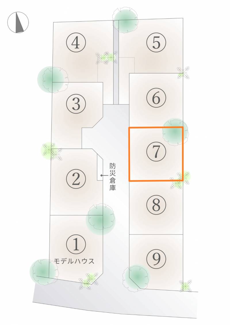 南国市大そね甲 丸和建設分譲地NANKOKU7号地の区画図