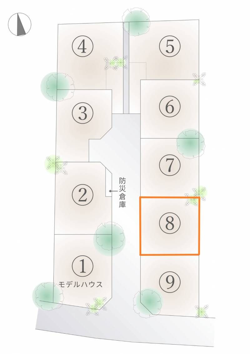 南国市大そね甲 丸和建設分譲地NANKOKU8号地の区画図