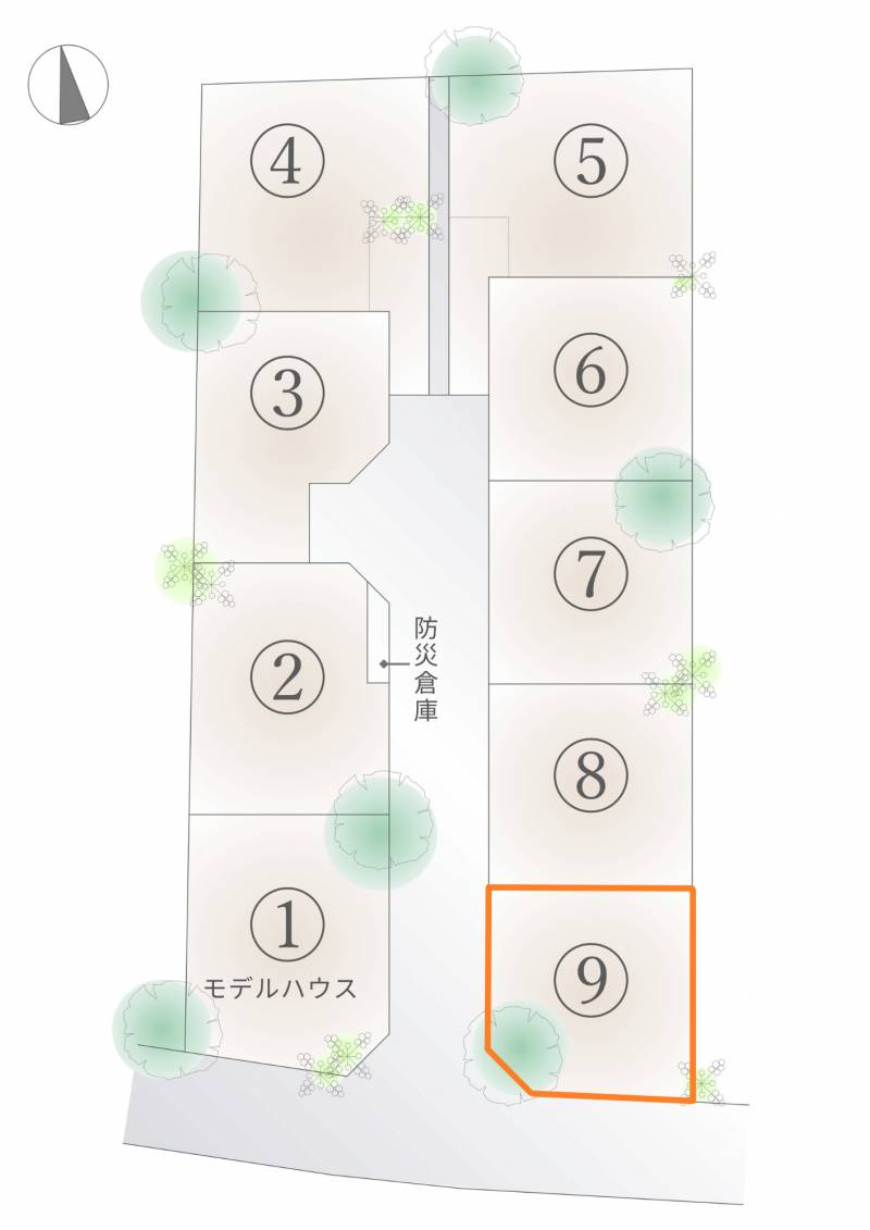 南国市大そね甲 丸和建設分譲地NANKOKU9号地の区画図