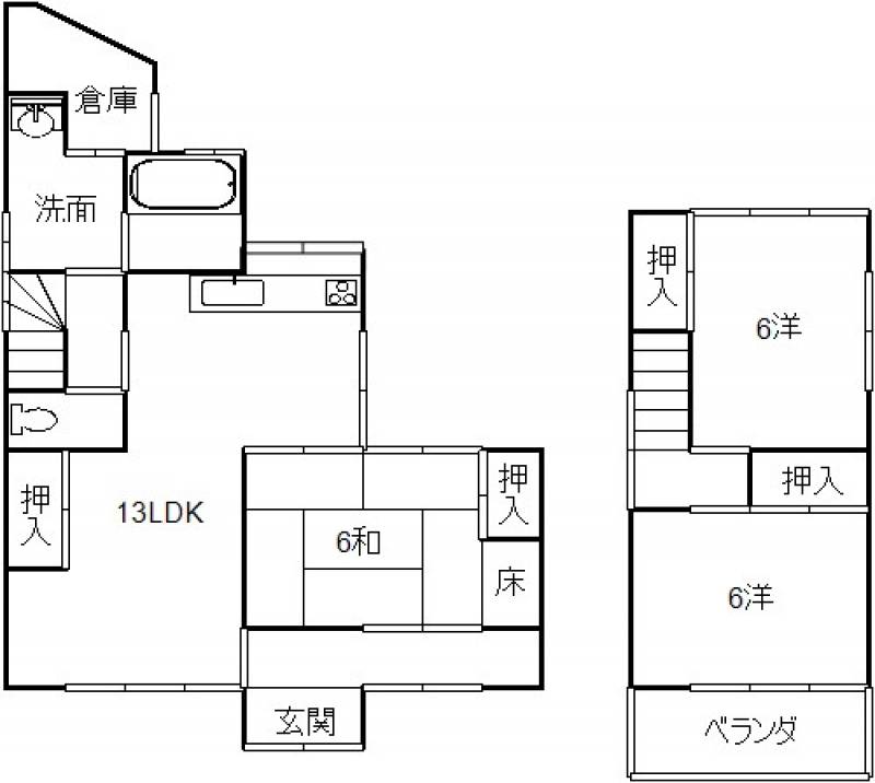 香南市野市町大谷 一戸建 の間取り画像