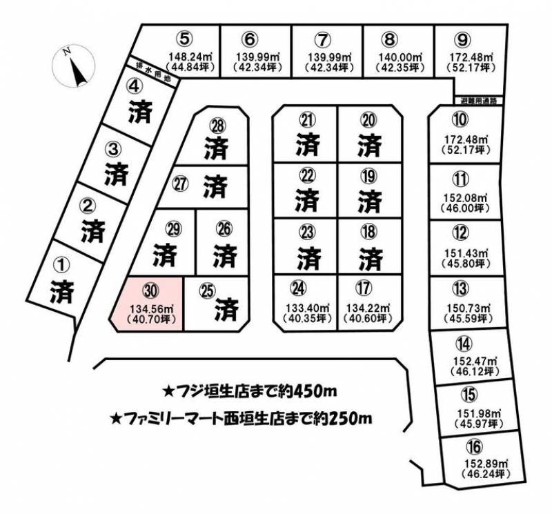 松山市西垣生町  の区画図