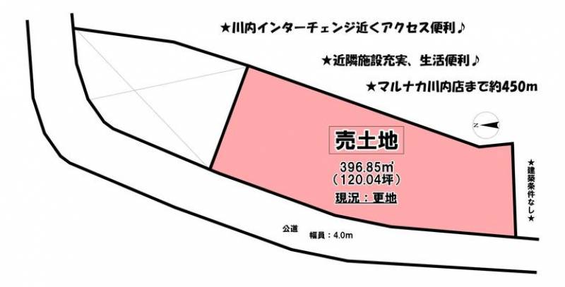 東温市南方  の区画図