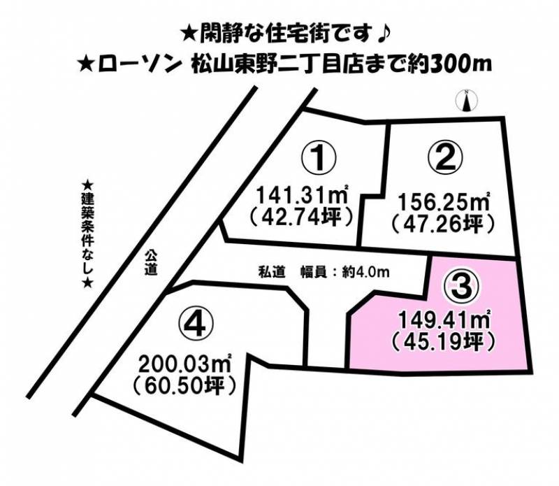 松山市東野  の区画図