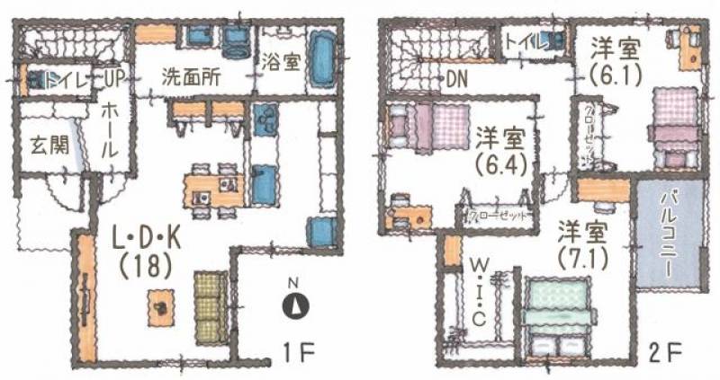 松山市星岡 一戸建 の間取り画像