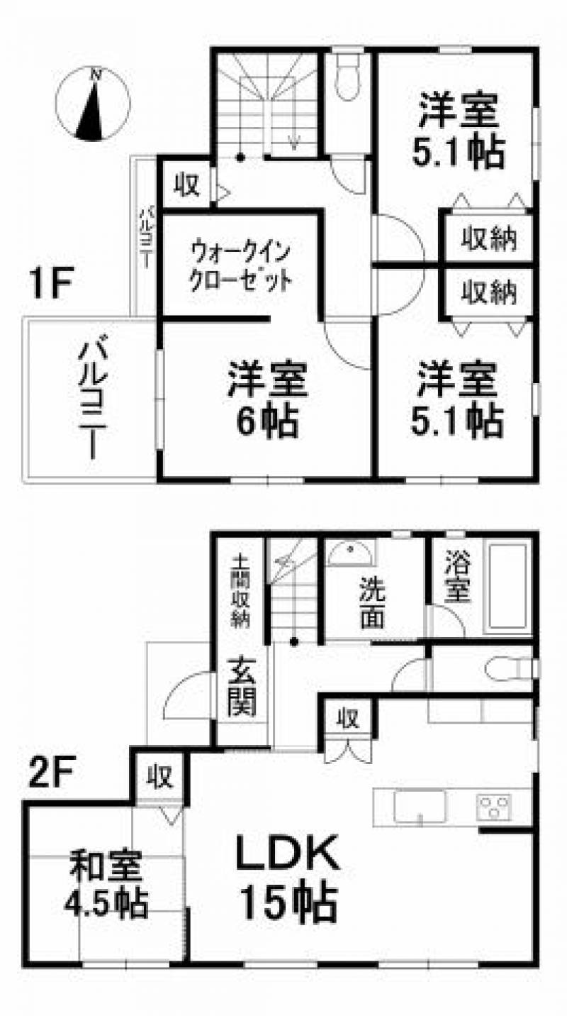 松山市越智 一戸建 の間取り画像