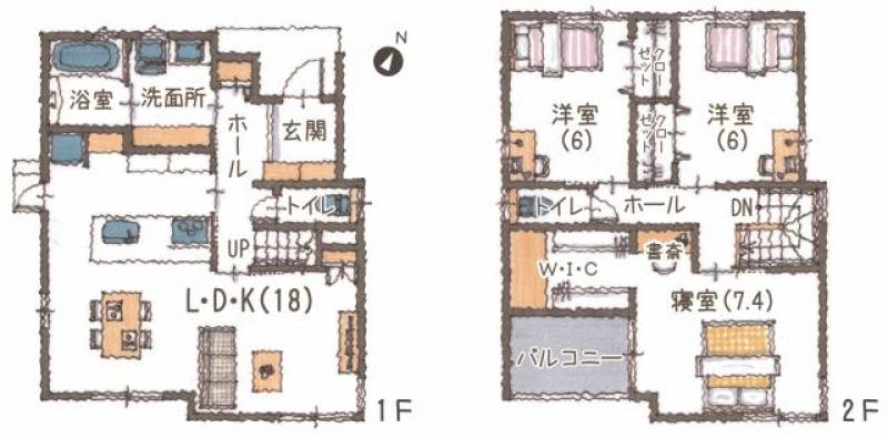 松山市北斎院町 一戸建 の間取り画像