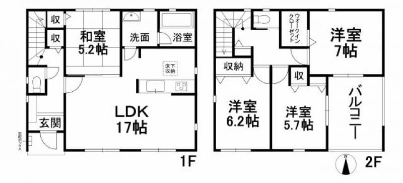 松山市余戸中 一戸建 の間取り画像