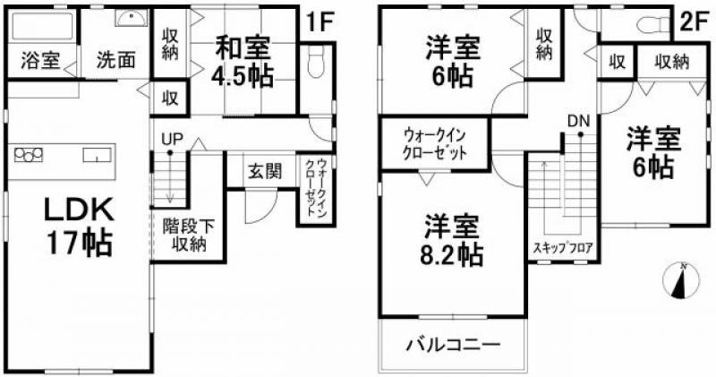 松山市北斎院町 一戸建 の間取り画像