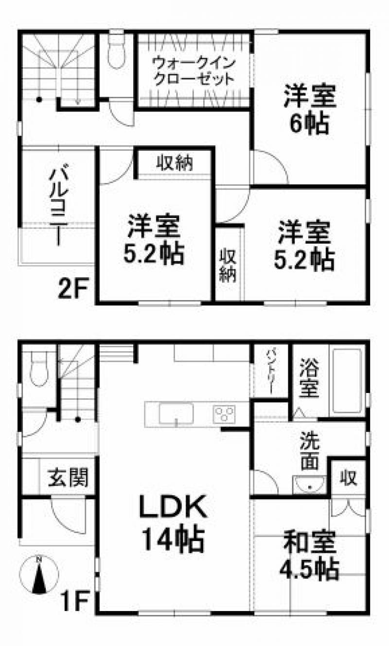 松山市越智 一戸建 の間取り画像