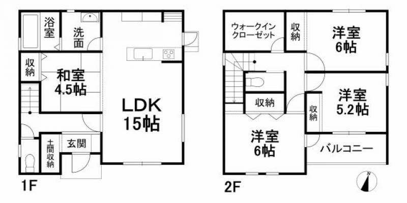 松山市北斎院町 一戸建 の間取り画像