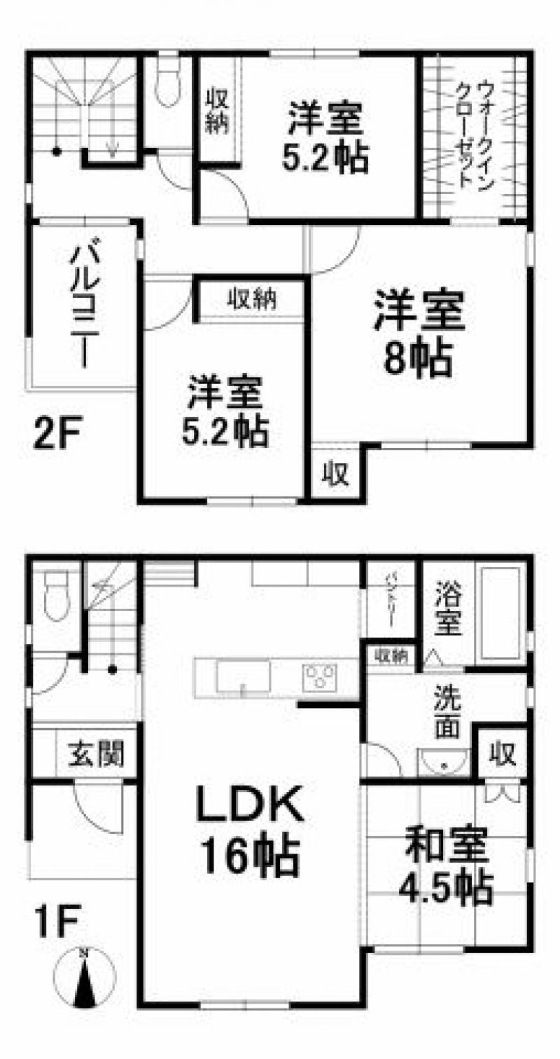 松山市東垣生町 一戸建 の間取り画像