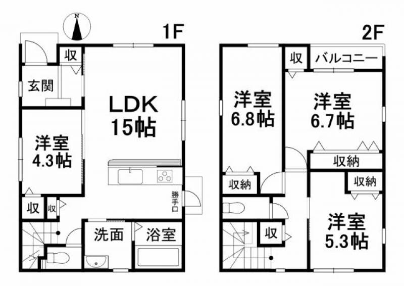 松山市ひばりヶ丘 一戸建 の間取り画像