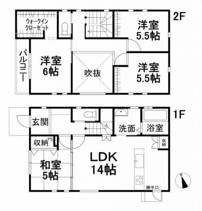 東温市田窪 一戸建 の間取り画像