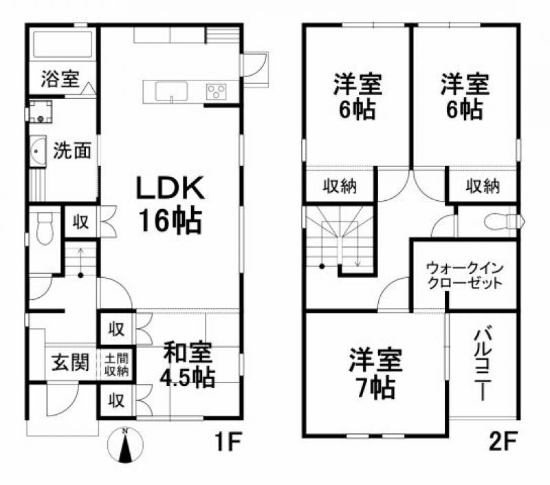 松山市来住町 一戸建 の間取り画像