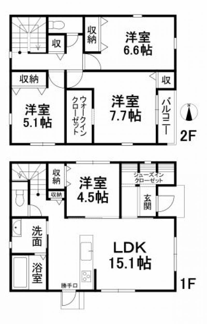 松山市越智 一戸建 の間取り画像