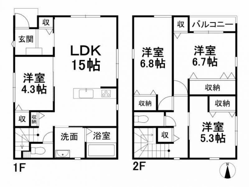 松山市山越 一戸建 の間取り画像