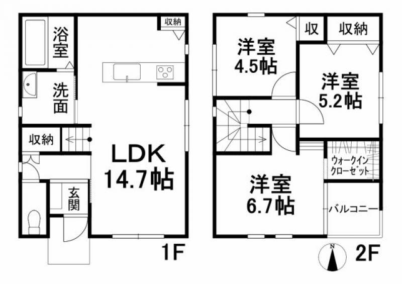 松山市越智 一戸建 の間取り画像