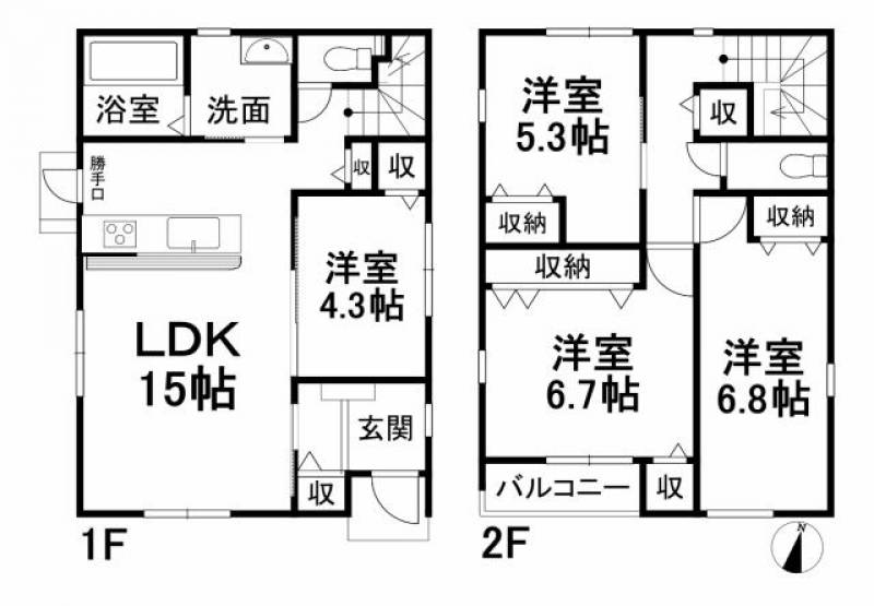 松山市北斎院町 一戸建 の間取り画像