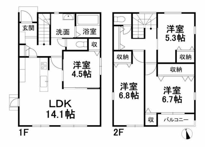 松山市東野 一戸建 の間取り画像