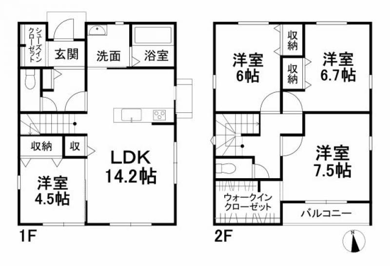 松山市東野 一戸建 の間取り画像