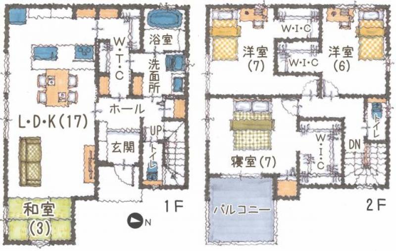 松山市東垣生町 一戸建 の間取り画像