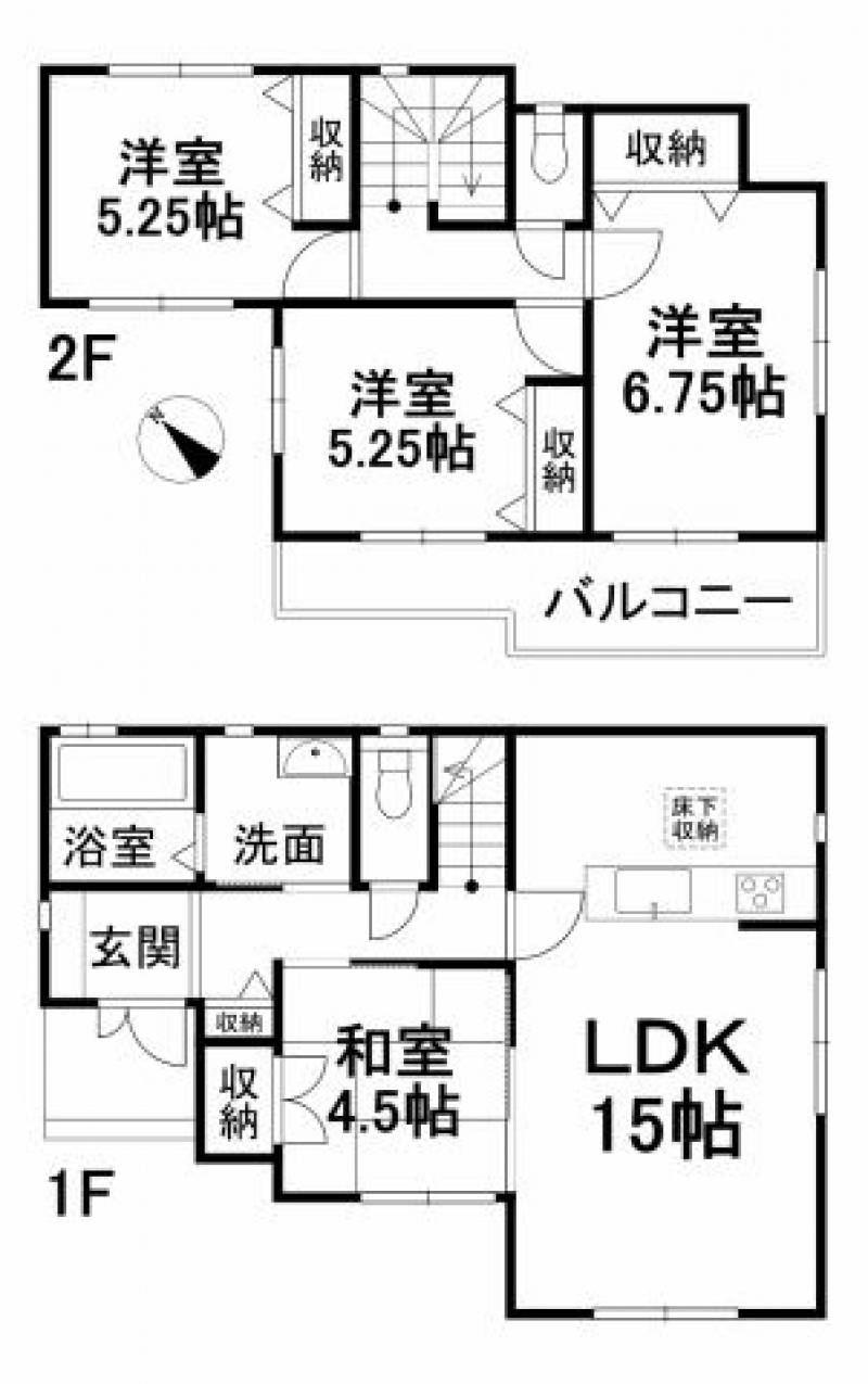 松山市三杉町 一戸建 の間取り画像