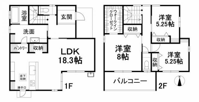 松山市清住 一戸建 の間取り画像