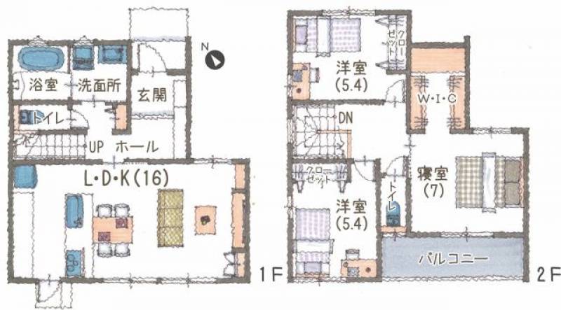 松山市畑寺町 一戸建 の間取り画像