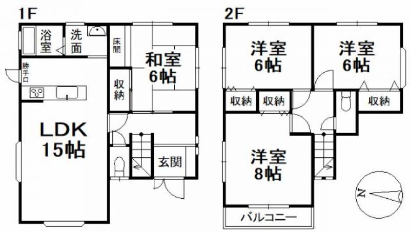 松山市福角町 一戸建 の間取り画像