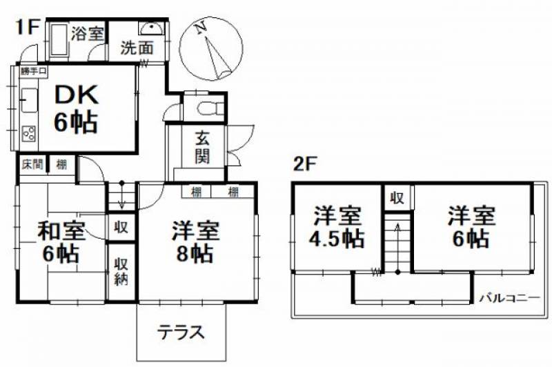 松山市下伊台町 一戸建 の間取り画像