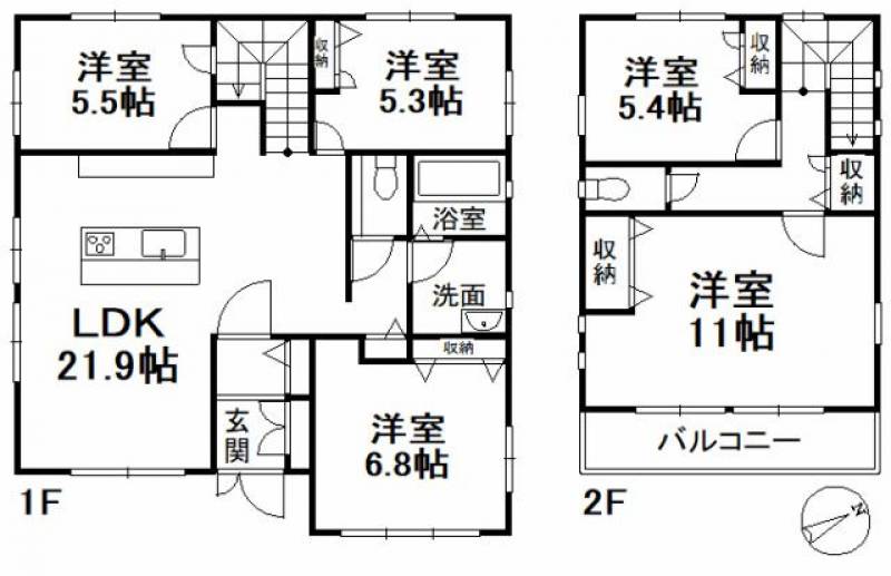 松山市柳原 一戸建 の間取り画像