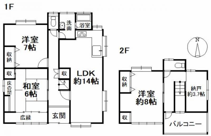 松山市安城寺町 一戸建 の間取り画像