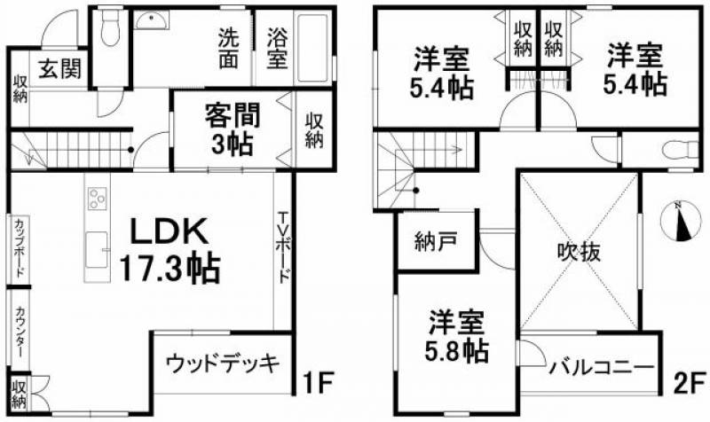 松山市越智 一戸建 の間取り画像