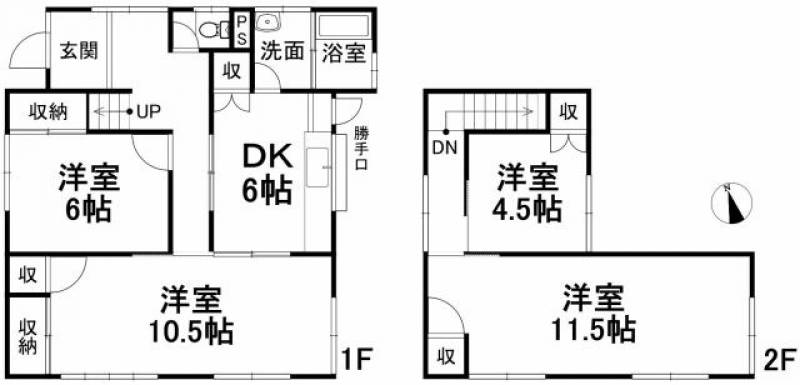 松山市西垣生町 一戸建 の間取り画像