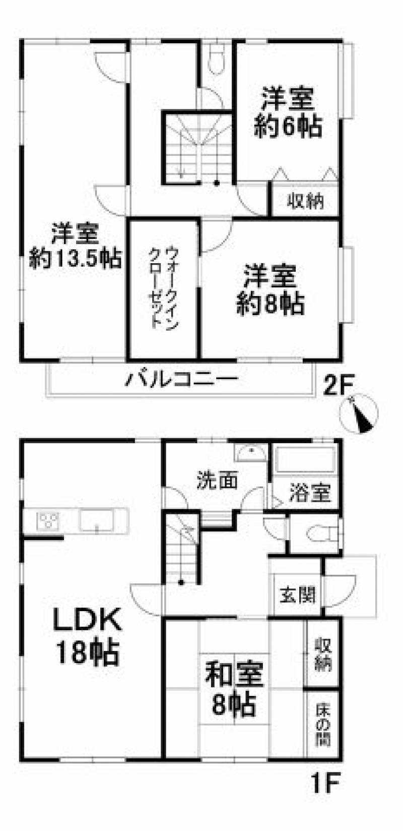 松山市白水台 一戸建 の間取り画像